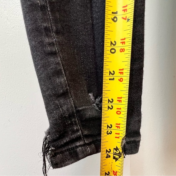 American Eagle Women Jeans Size 0 Short High Rise Jegging Black Distressed Holes - Picture 8 of 11